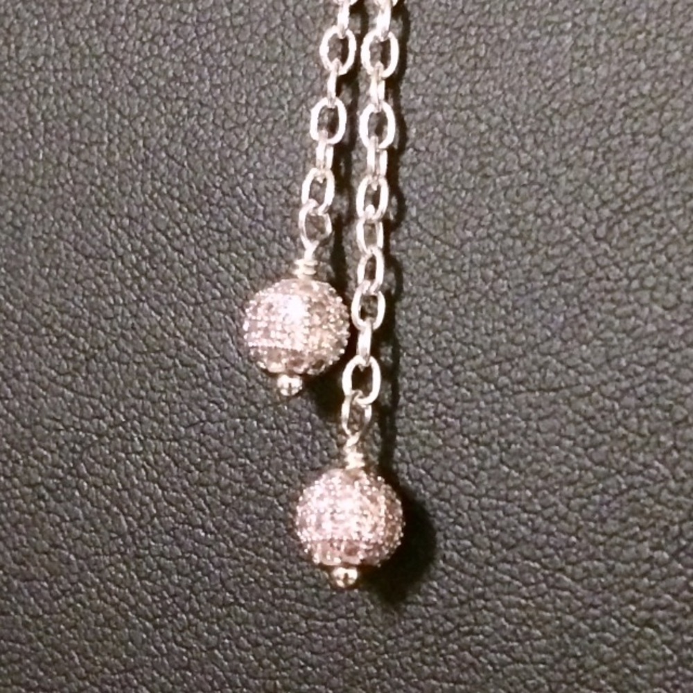 Silver Pave crystal bead choker necklace - Picture 3 of 6